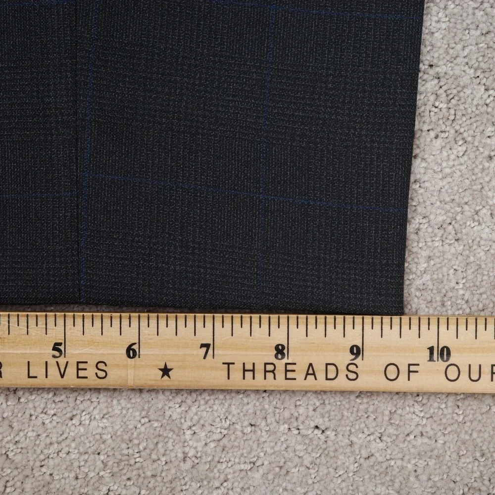 Ralph Lauren Suit Men 40T 36W 32L Black Blue Windowpane Plaid‎ 3 Button Wool VTG